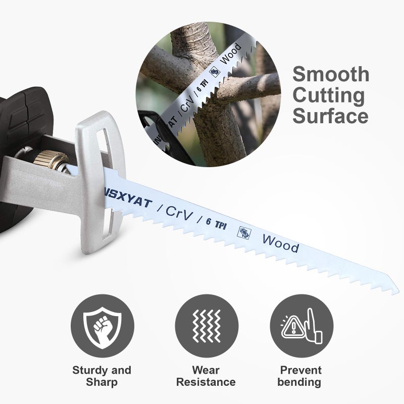 RNSXYAT 8PCS Reciprocating Saw Blades for Wood Pruning, Including Premium 6Pcs Woodcutting & 2Pcs Carbide Metal Blade with Storage Case (6in 6TPI + 6in18TPI) by RNSXYAT - Image 5
