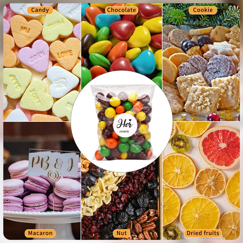 AIOMOB 100 Set His Her Favorite Stickers Candy Bags Wedding Favor Stickers 4x6 Inches Self Sealing Cellophane Bags for Wedding Favor Labels Guest Welcome Bag Stuffers Bulk - Image 3