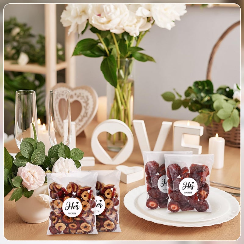 AIOMOB 100 Set His Her Favorite Stickers Candy Bags Wedding Favor Stickers 4x6 Inches Self Sealing Cellophane Bags for Wedding Favor Labels Guest Welcome Bag Stuffers Bulk - Image 4
