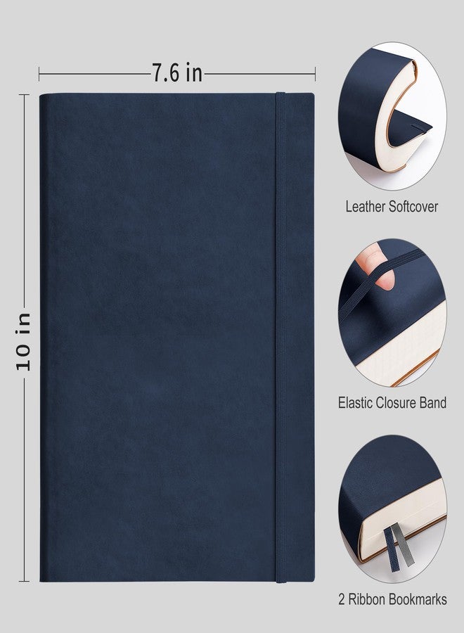 RETTACY Lined Journal Notebook, 2-Pack, 204 Numbered Pages per Pack, B5 Medium 7.6" × 10", Leather Softcover, 100 GSM Thick Paper, for Writing, Work, School (Black & Navy Blue) - Image 2