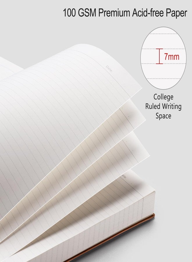 RETTACY Lined Journal Notebook, 2-Pack, 204 Numbered Pages per Pack, B5 Medium 7.6" × 10", Leather Softcover, 100 GSM Thick Paper, for Writing, Work, School (Black & Navy Blue) - Image 4