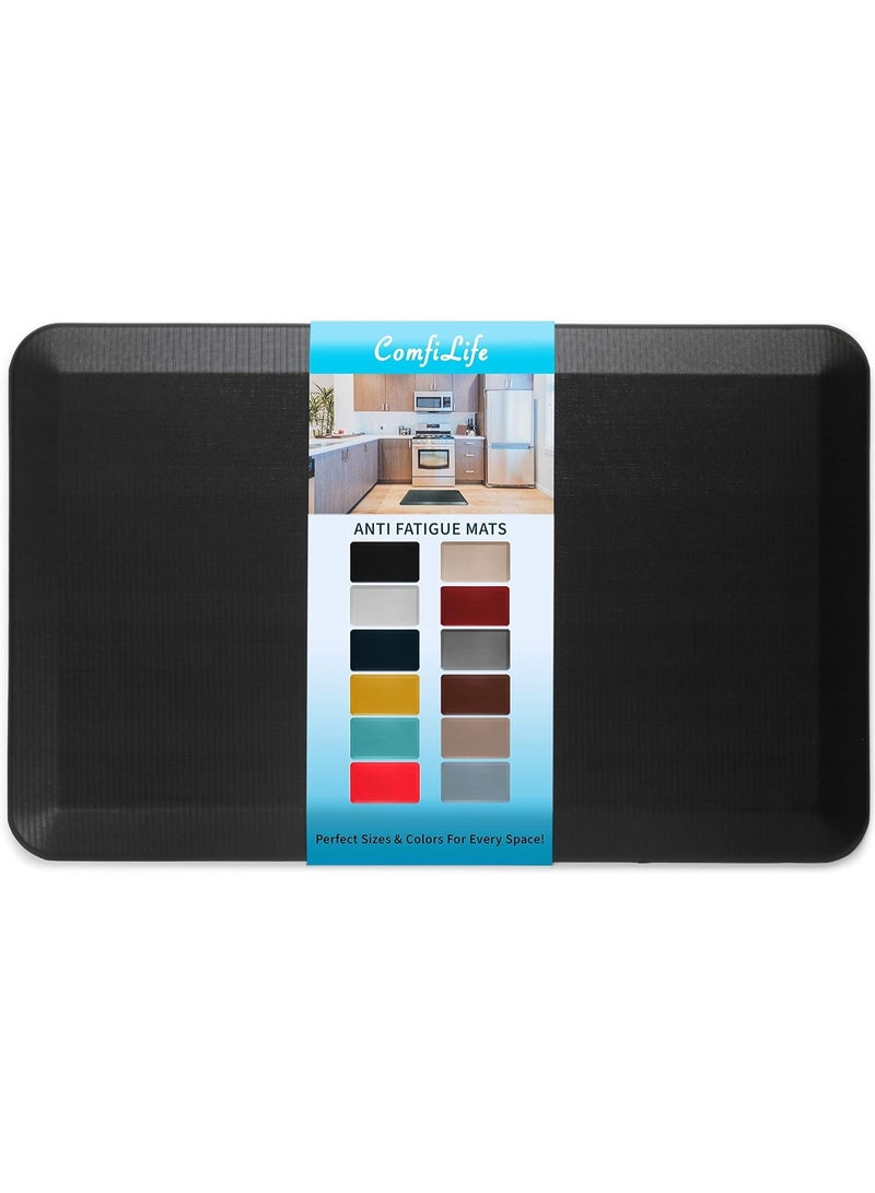 ComfiLife Anti Fatigue Floor Mat â€“ 3/4 Inch Thick Kitchen Mats for Floor, Standing Desk Mat, Kitchen Rug â€“ Comfort at Home, Office â€“ Durable â€“ Stain Resistant â€“ Non-Slip Bottom (20" x 32", Black) - Image 1