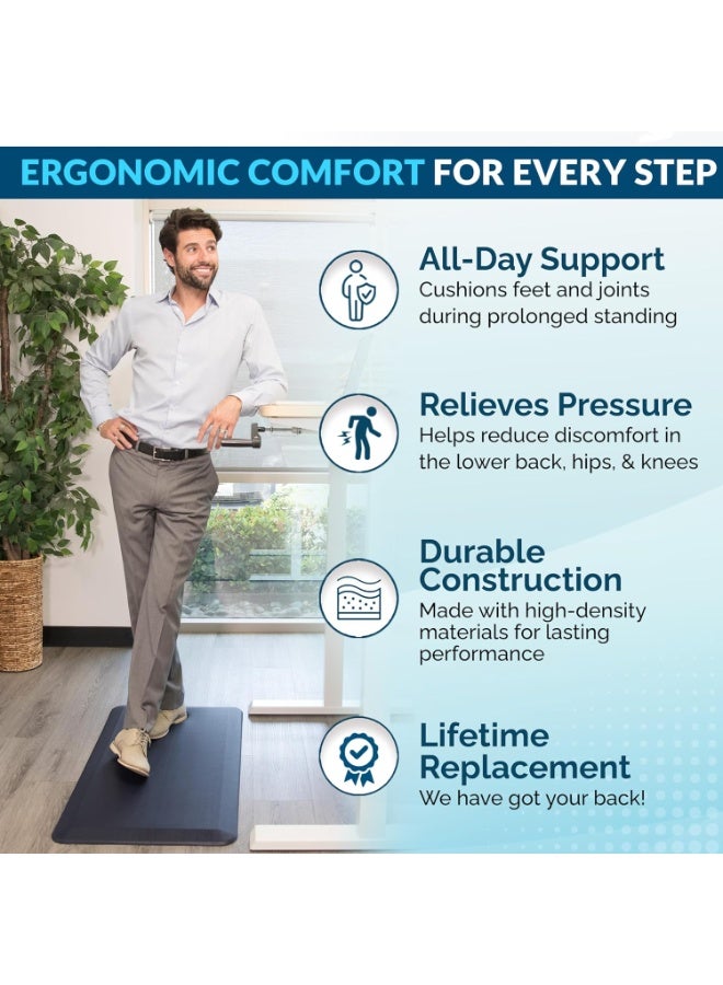 ComfiLife Anti Fatigue Floor Mat â€“ 3/4 Inch Thick Kitchen Mats for Floor, Standing Desk Mat, Kitchen Rug â€“ Comfort at Home, Office â€“ Durable â€“ Stain Resistant â€“ Non-Slip Bottom (20" x 32", Black) - Image 3