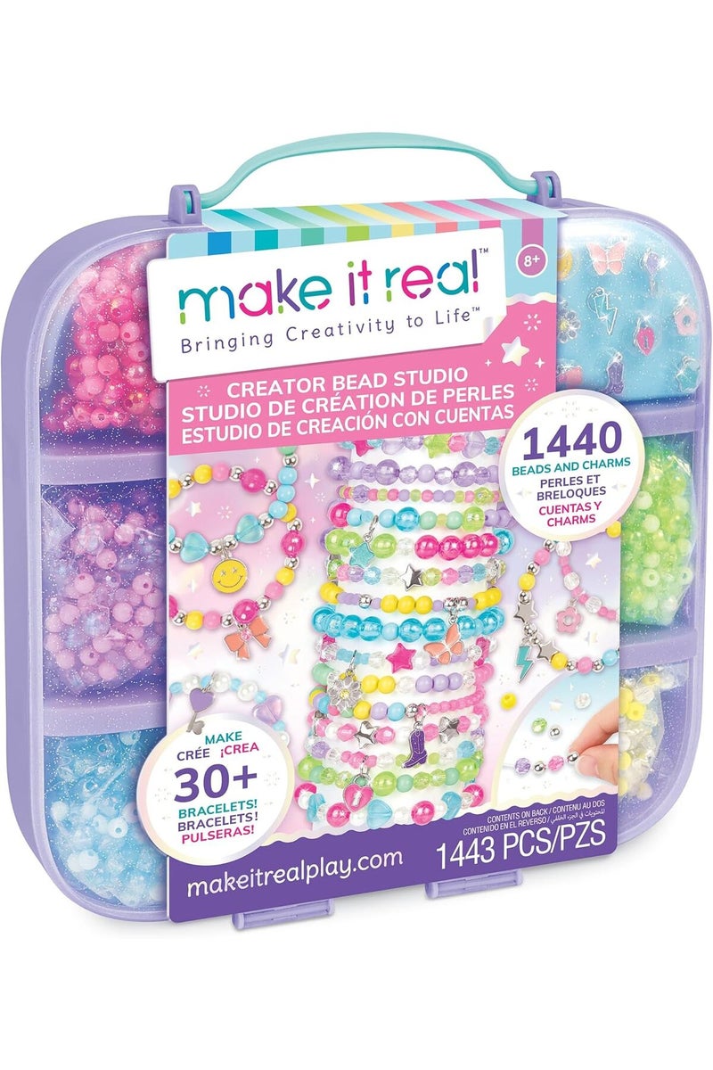 Make It Real استوديو الخرز - مجموعة صنع الأساور 1443 قطعة، خرز وسحر، اصنع أكثر من 30 سواراً - Image 1
