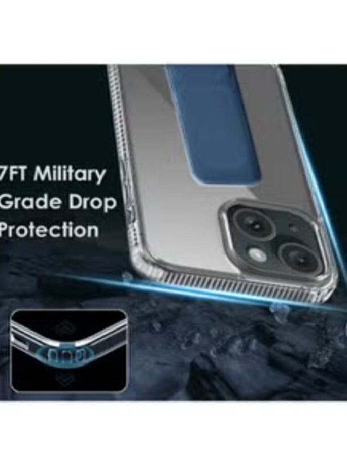 iPhone 14 Protective Case with Built-in Magnetic Grip Clear/Blue