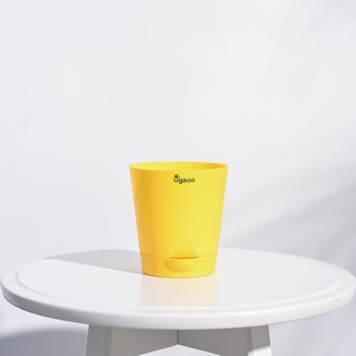 UGAOO 4 Inch Krish Self Watering Planter - Set of 5 (Yellow) | Flower Pots for Indoor Plants | Plastic Planter Pots | Decorative Pots for Living Room, Kitchen, Office | Planters for Home Decor - Image 3