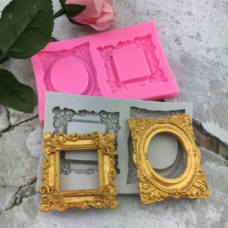 SNOOGG 2 Cavity Oval and Rectangular Photo Frame Mold for Silicone Epoxy Resin Casting, DIY Project, Home Decor, Wedding etc. - Image 2