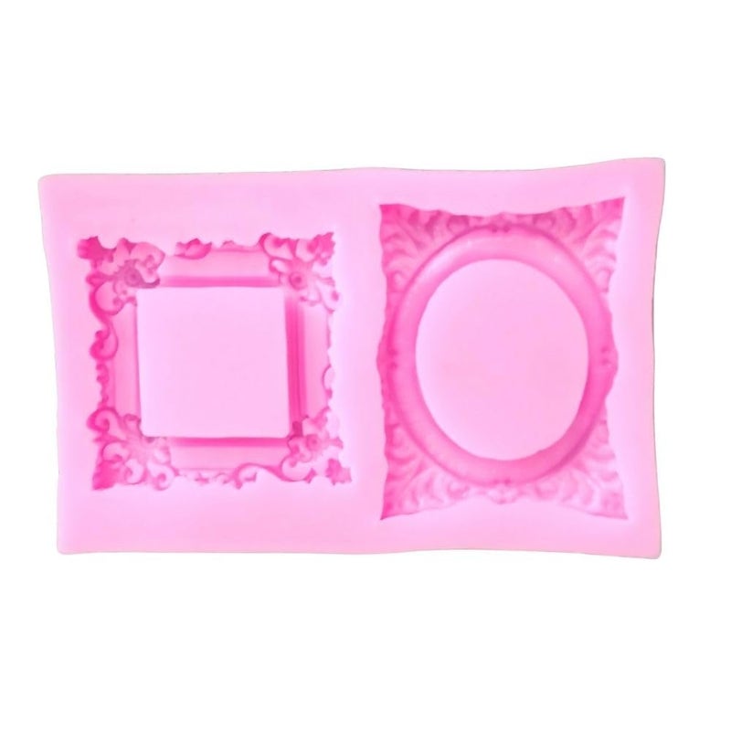 SNOOGG 2 Cavity Oval and Rectangular Photo Frame Mold for Silicone Epoxy Resin Casting, DIY Project, Home Decor, Wedding etc. - Image 1