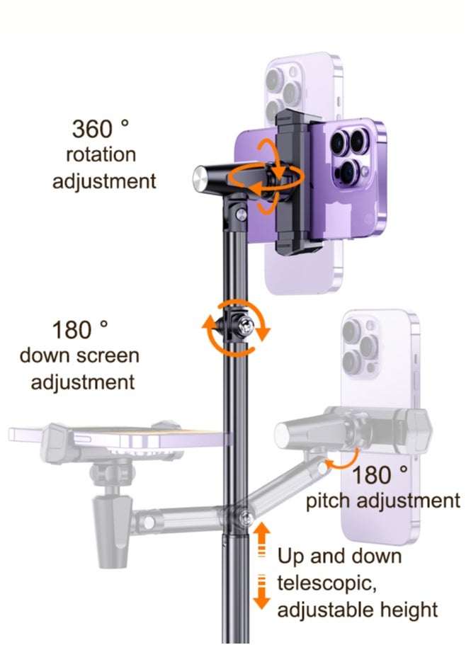 Generic - Mobile phone holder for office and home, Adjustable height 30-45 cm, Adjustable angle support arm, 360 degree adjustable viewing angle - Image 1