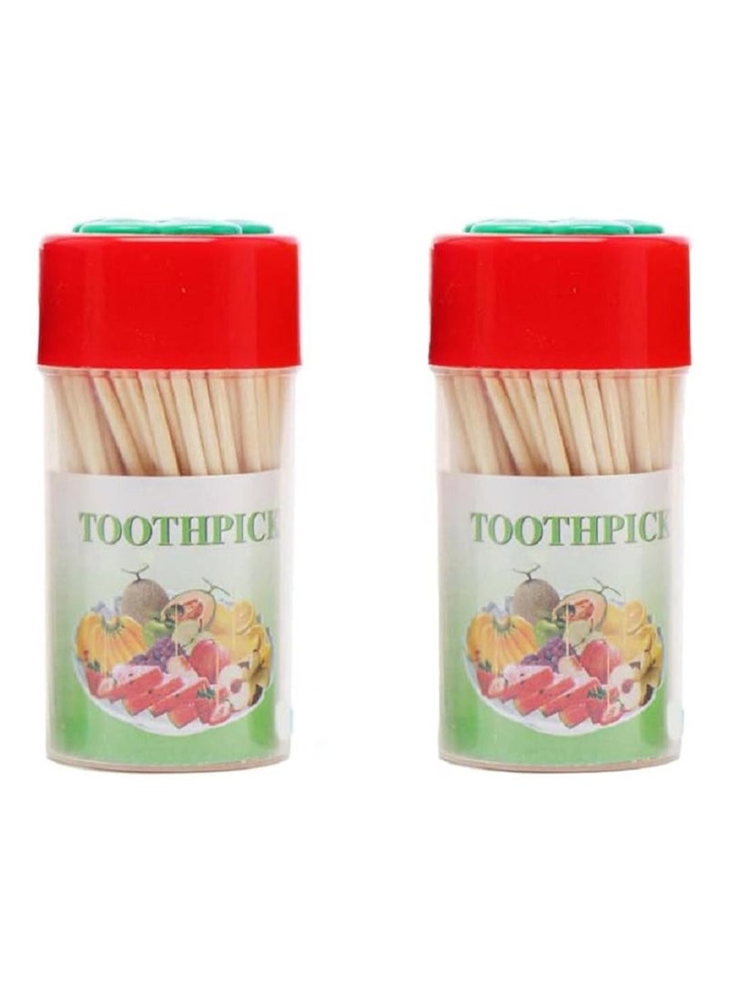 Wooden Toothpick Set - 2 Pack Multi-Color Toothpick Dispenser - Image 1