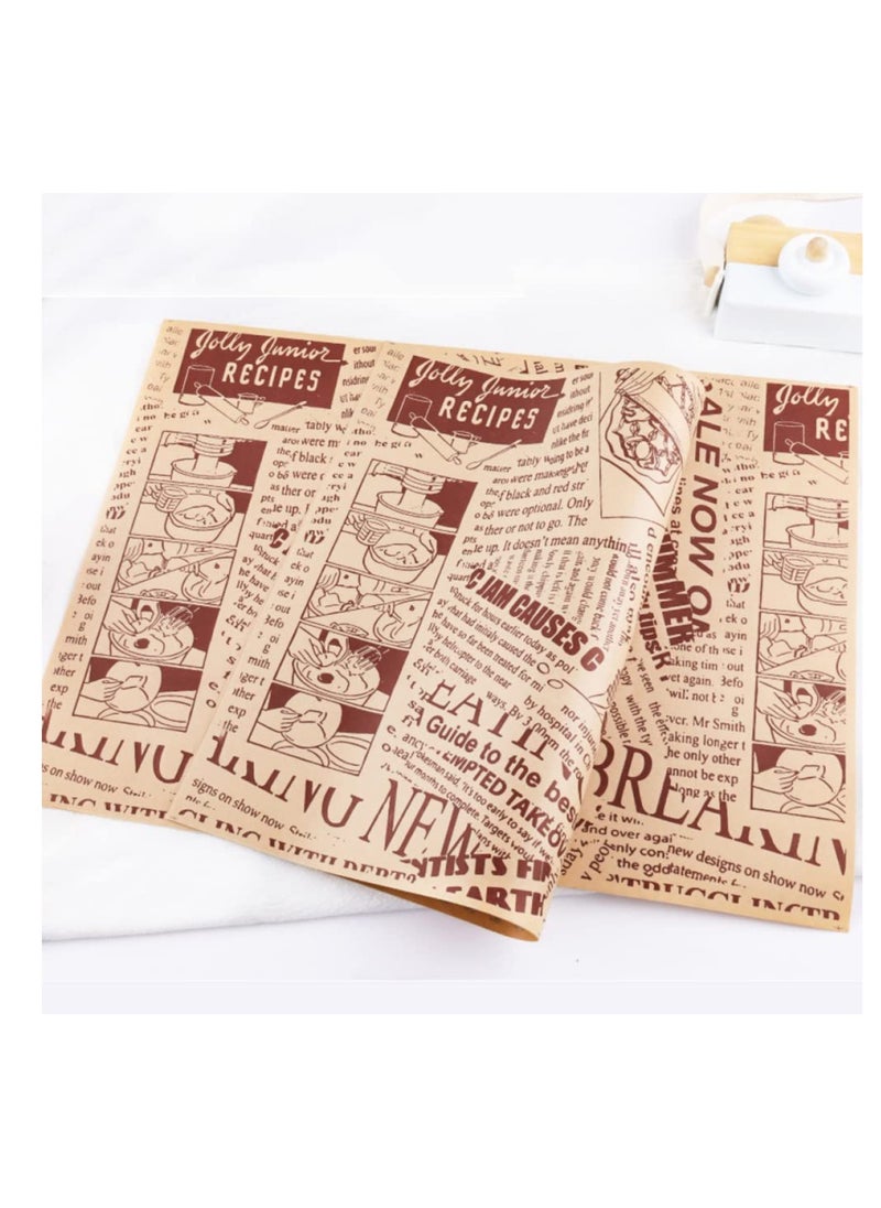 sokany 100Pcs Sandwich Wrap Paper,Parchment Paper Sheets Wax Paper Sheets,Deli Paper Sheets,Waterproof Baking Paper,Disposable Food Wrapping Grease Resistant Liner Papers for Hamburger BBQ Picnic (Brown)  - Image 1