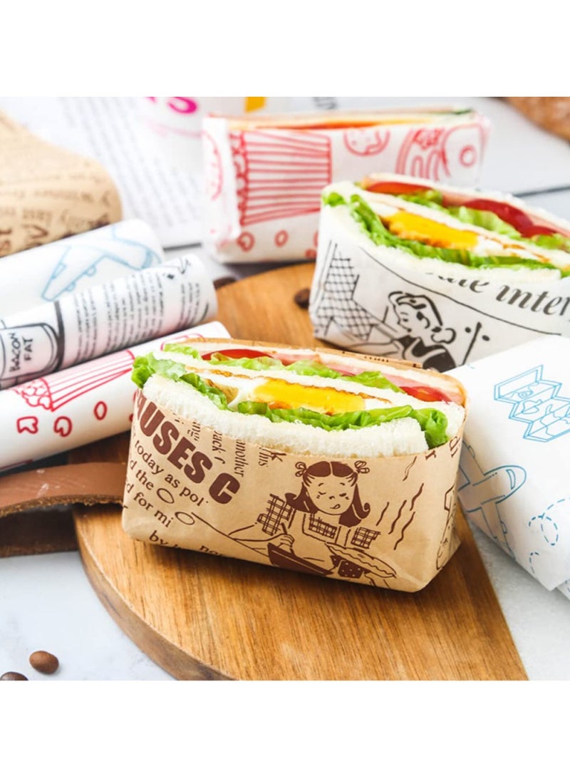 sokany 100Pcs Sandwich Wrap Paper,Parchment Paper Sheets Wax Paper Sheets,Deli Paper Sheets,Waterproof Baking Paper,Disposable Food Wrapping Grease Resistant Liner Papers for Hamburger BBQ Picnic (Brown)  - Image 3