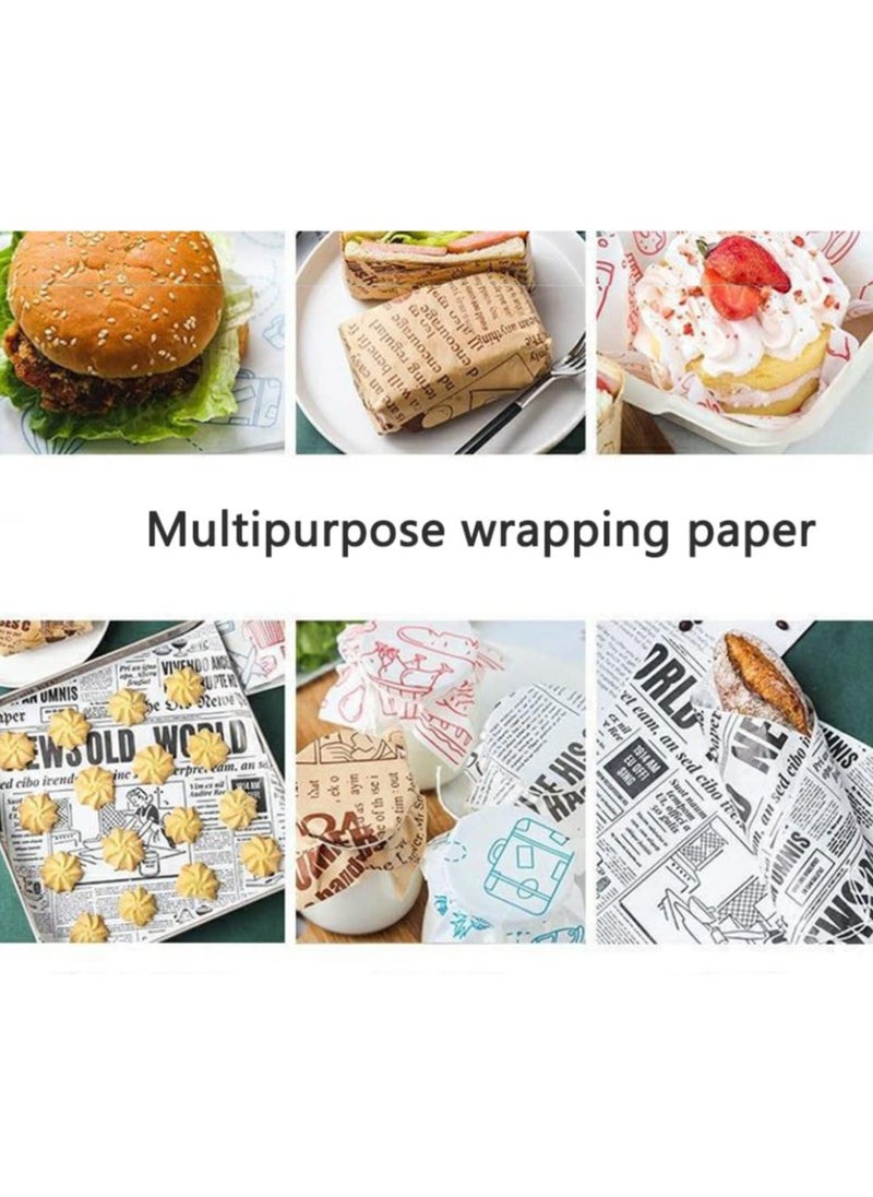 sokany - 100Pcs Sandwich Wrap Paper,Parchment Paper Sheets Wax Paper Sheets,Deli Paper Sheets,Waterproof Baking Paper,Disposable Food Wrapping Grease Resistant Liner Papers for Hamburger BBQ Picnic (Brown) - Image 1