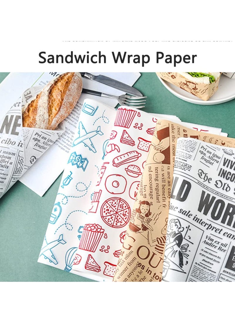 sokany 100Pcs Sandwich Wrap Paper,Parchment Paper Sheets Wax Paper Sheets,Deli Paper Sheets,Waterproof Baking Paper,Disposable Food Wrapping Grease Resistant Liner Papers for Hamburger BBQ Picnic (Brown)  - Image 4