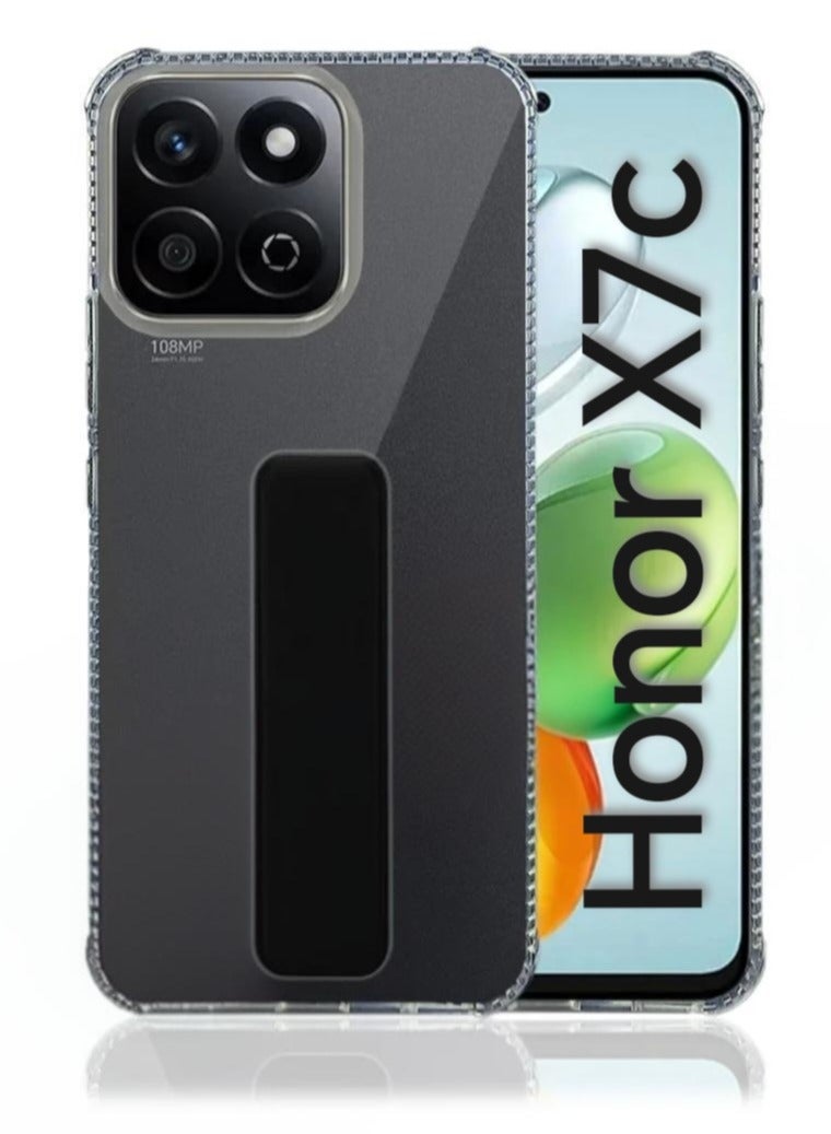 ARMOR Case Cover For Honor X7c With Magnetic Hand Grip 3 in 1 Clear / Black - Image 1