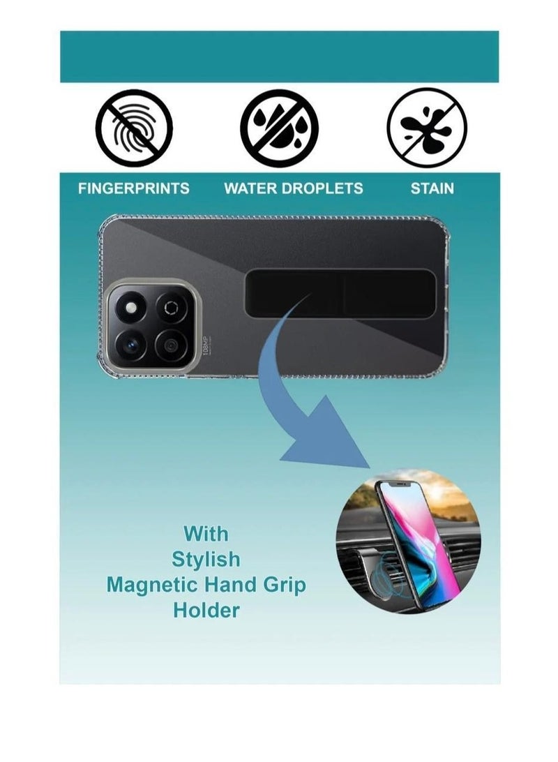 ARMOR Case Cover For Honor X7c With Magnetic Hand Grip 3 in 1 Clear / Black - Image 2