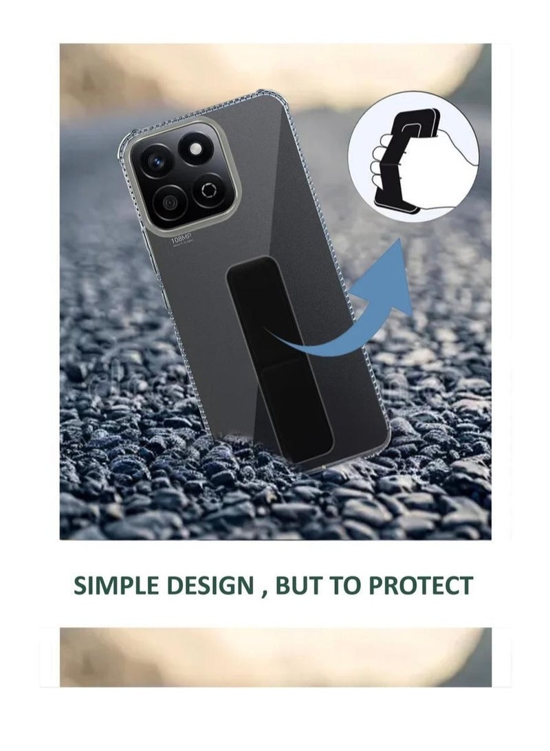 ARMOR Case Cover For Honor X7c With Magnetic Hand Grip 3 in 1 Clear / Black - Image 3