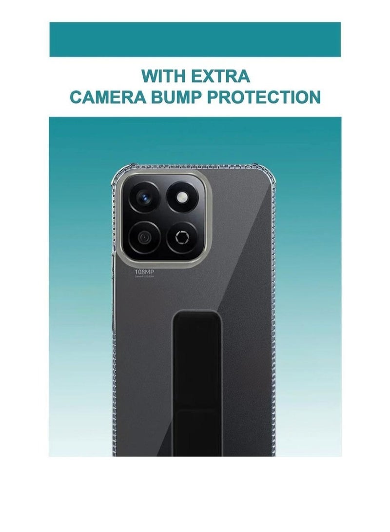 ARMOR Case Cover For Honor X7c With Magnetic Hand Grip 3 in 1 Clear / Black - Image 4