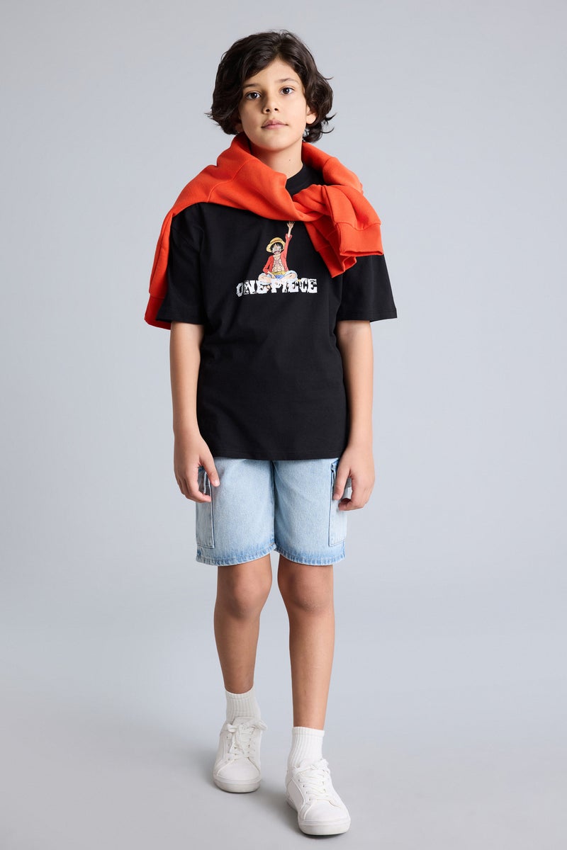 DeFacto Black Boy Boy One Piece Oversize T-Shirt Casual - Image 2