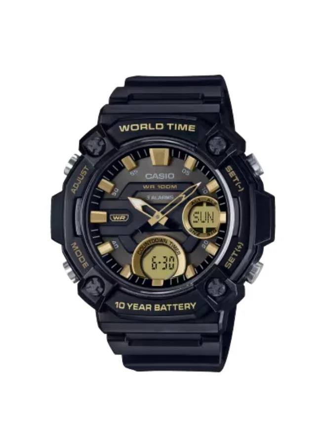 كاسيو Men's Analog-Digital Display Watch With Black Resin Strap - AEQ-120W-9AVDF