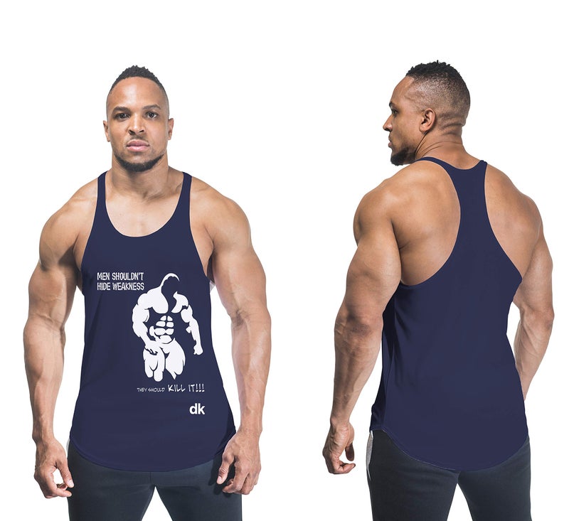DECISIVE Bodybuilding Tank Top (Men Shouldn't Print) Vest- Navy Blue-XX-Large - Image 1