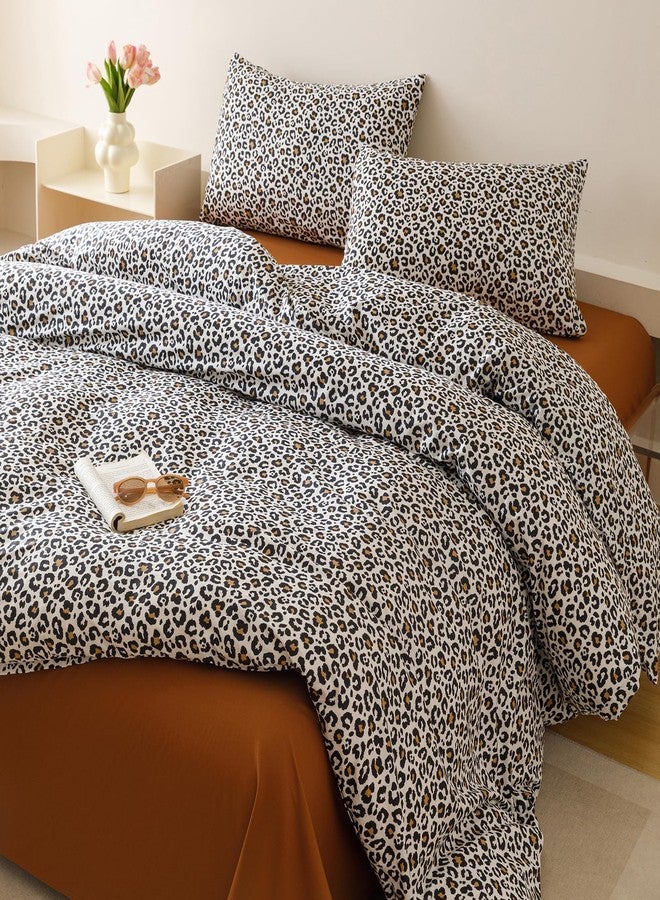 CLOTHKNOW Cheetah Print King Size Comforter Set 3Pcs Animal Leopard Bedding Comforter Sets Soft Black Brown Bedding Sets with 2 x Pillowcases King Size - Image 3