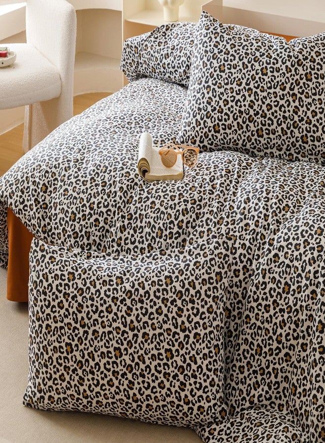CLOTHKNOW Cheetah Print King Size Comforter Set 3Pcs Animal Leopard Bedding Comforter Sets Soft Black Brown Bedding Sets with 2 x Pillowcases King Size - Image 4