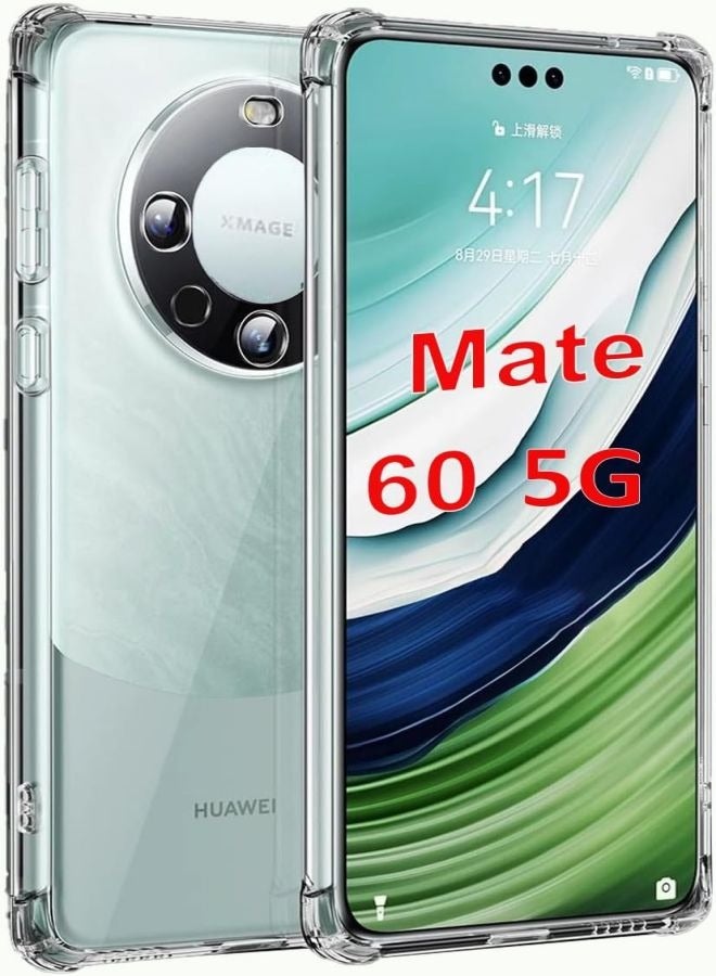 ESCASE Transparent Four Corner Drop-Proof Phone Case For Huawei Mate60 TPU Shockproof Protective Cover - Image 1