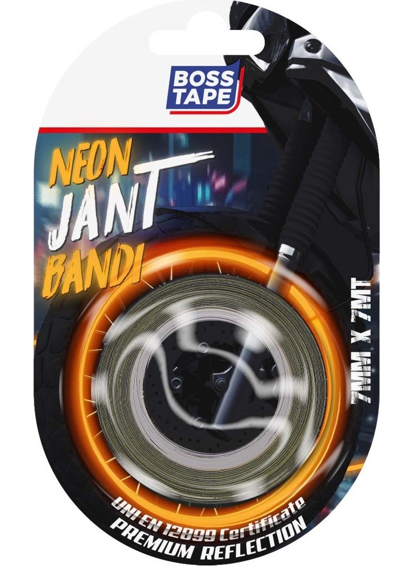 Boss Tape Car Automobile Motorcycle Glowing Reflective Orange Neon Rim Tape Certified Width: 7mm Length: 7mt  - Image 1