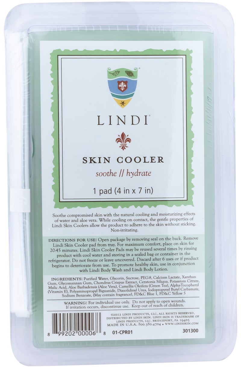 LINDI SKIN Cooler Pad Cooling HydroGel Formulated To Reduce Redness and Inflammation Infused with Aloe Vera and Green Tea To Sooth Relieve Radiation Burns 1 Pack 4x7 inch