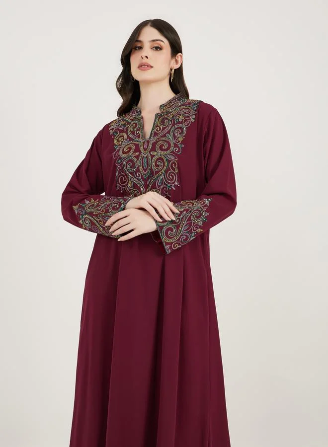 Maxim Creation Maxim Creation Multi Dori Work Notch Neck Kaftan