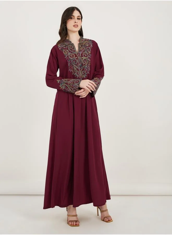 Maxim Creation Multi Dori Work Notch Neck Kaftan by Styli