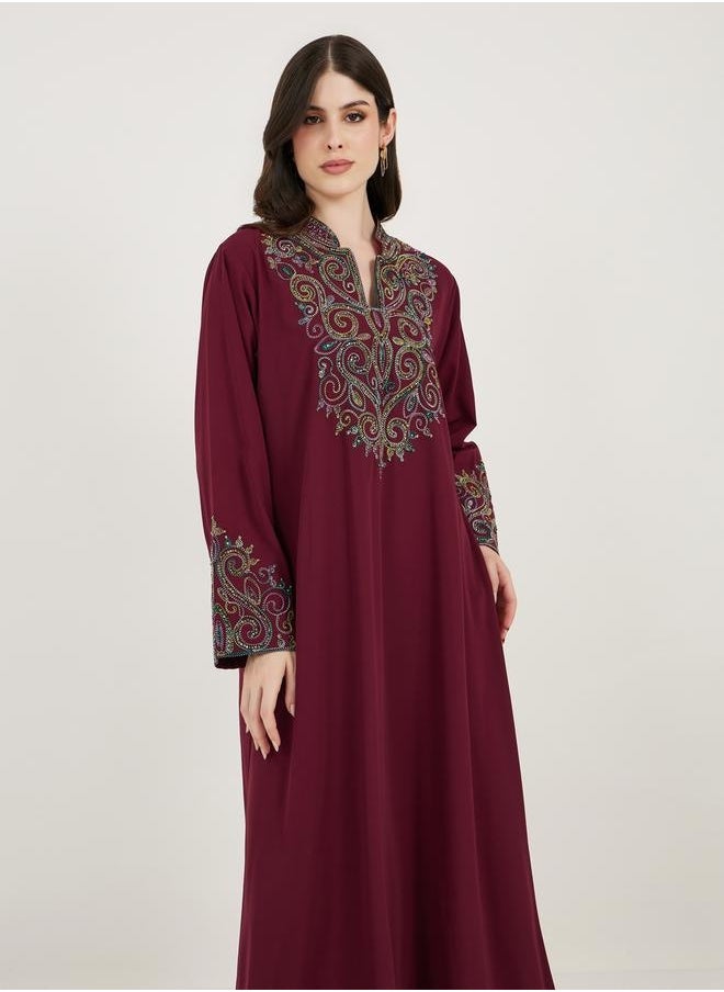 Maxim Creation Multi Dori Work Notch Neck Kaftan by Styli  - Image 4