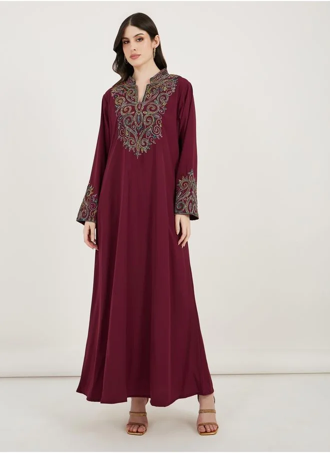 Maxim Creation Multi Dori Work Notch Neck Kaftan by Styli