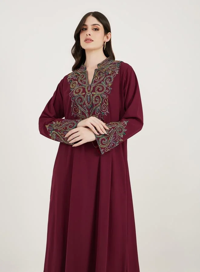Maxim Creation Multi Dori Work Notch Neck Kaftan by Styli