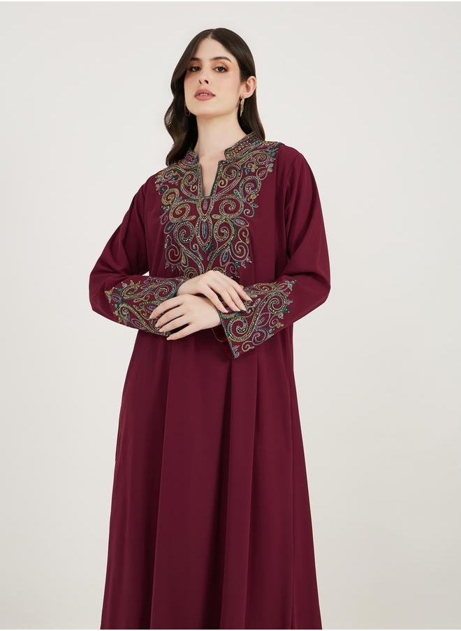 Maxim Creation Multi Dori Work Notch Neck Kaftan by Styli  - Image 3