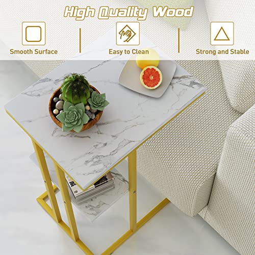 Easy Paws C Shaped End Table,Small Side Table for Couch and Bed, Gold Snack Couch Table for Small Spaces, Living Room, Bedroom,Bedside(Gold) - Image 4