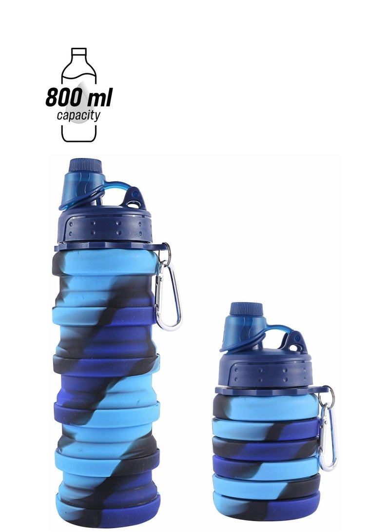 Excefore 800mL Collapsible Water Bottle Foldable Water Bottle Food-grade Silicone Lightweight Leak Proof Detachable BPA Free Bottle for Hiking Cycling Travel Outdoor Sports - Image 1