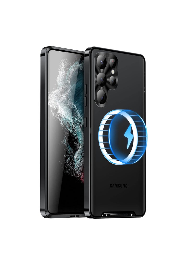 Aookay - Metal Case for Samsung S24 Ultra -Fit for MagSafe Wireless Charger - Translucent Matte Back with Camera Lens Protection, Magnetic Case Cover for S24 Ultra (Not Built with Front Screen Protector) Black - Image 1