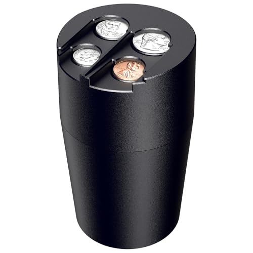 Zeyitian Coin Holder for Car, 250-Coin Capacity Change Coin Holder, Coin Organizer for Most Car, Dispenses Pennies, Quarters, Dimes, Nickels (Black, 1Pack) - Image 1