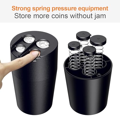 Zeyitian Coin Holder for Car, 250-Coin Capacity Change Coin Holder, Coin Organizer for Most Car, Dispenses Pennies, Quarters, Dimes, Nickels (Black, 1Pack) - Image 3