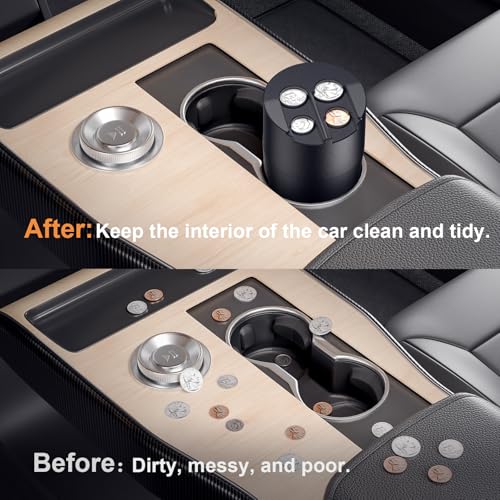 Zeyitian Coin Holder for Car, 250-Coin Capacity Change Coin Holder, Coin Organizer for Most Car, Dispenses Pennies, Quarters, Dimes, Nickels (Black, 1Pack) - Image 4