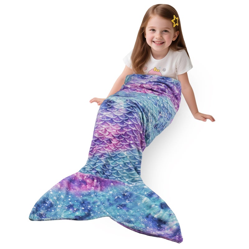 Catalonia Toddlers Mermaid Tail Blanket Super Soft Plush Flannel Sleeping Snuggly Blanket for Kids Mermaid Gifts for Girls 46 Fish Scale Pattern