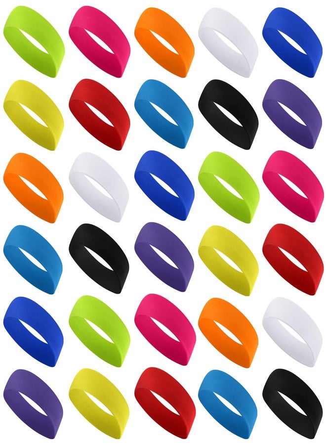 Hotop 30 Pcs Sport Headbands for Women Non Slip Stretchy Soft Fabric Elastic Sweatbands Bulk for Yoga DIY Team Gifts(Multicolor) - Image 1