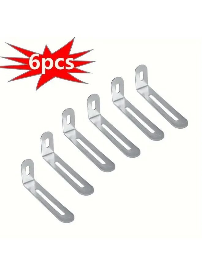 6 قطع من الأقواس المعدنية الفضية السوداء على شكل حرف L، أثاث معدني ثقيل قابل للتعديل - Image 1