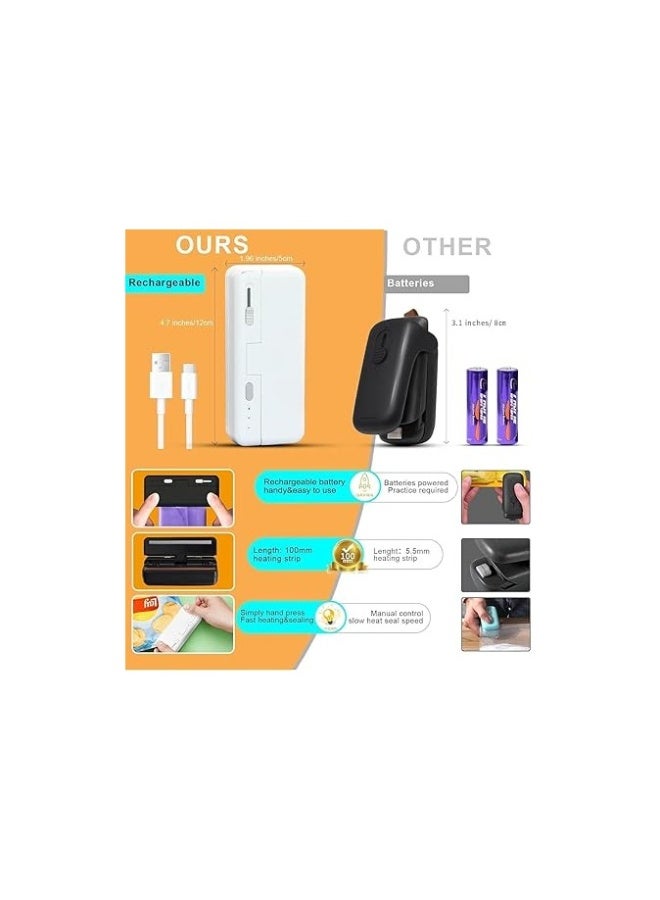 Mini Bag Sealer, USB Rechargeable Heat Sealer, Heat Cutter u0026 Sealer, Handy Chip Bag Resealer, Kitchen Gadget for Snack Cookies Plastic Bags Foods Storage Fresh  - Image 2