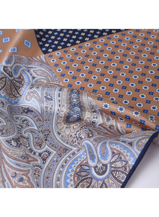 Hang Silk House Hangsi Mansion Men's Silk Scarf Small Square Scarf Business Casual Gift For Husband Dad Father's Birthday Coffee Brown - Image 4