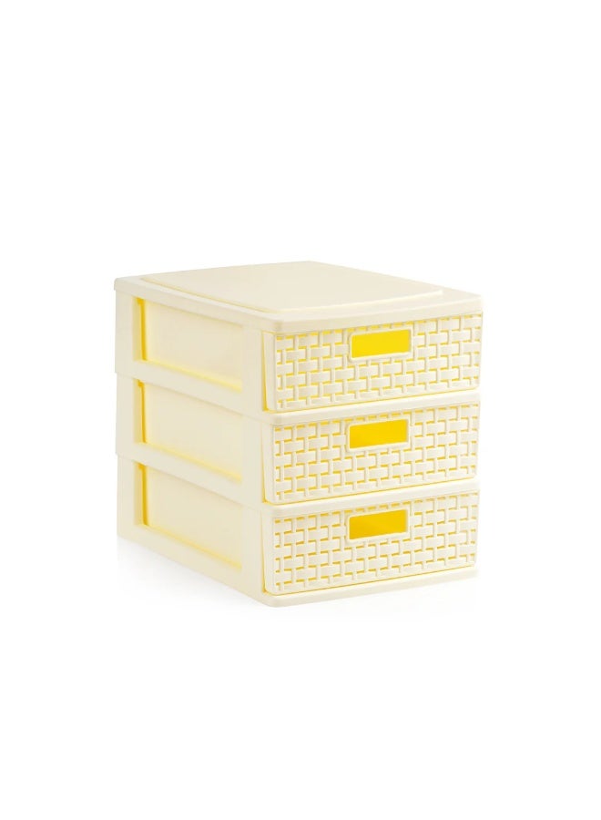 Multi-Purpose Plastic Storage Cabinet with 3 Style Drawers, Cream, 24x17x20 cm