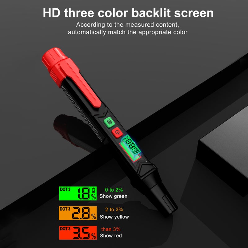 مكتشف سائل فولية الكراك HABOTEST HT662 - قلم كشف زيت الكراك الرقمي بشاشة LCD - مكتشف محتوى سائل فولية الكراك للسيارات والدراجات النارية بإنذار صوتي وضيائي ومشعل خلفي ثلاثي الألوان - Image 2