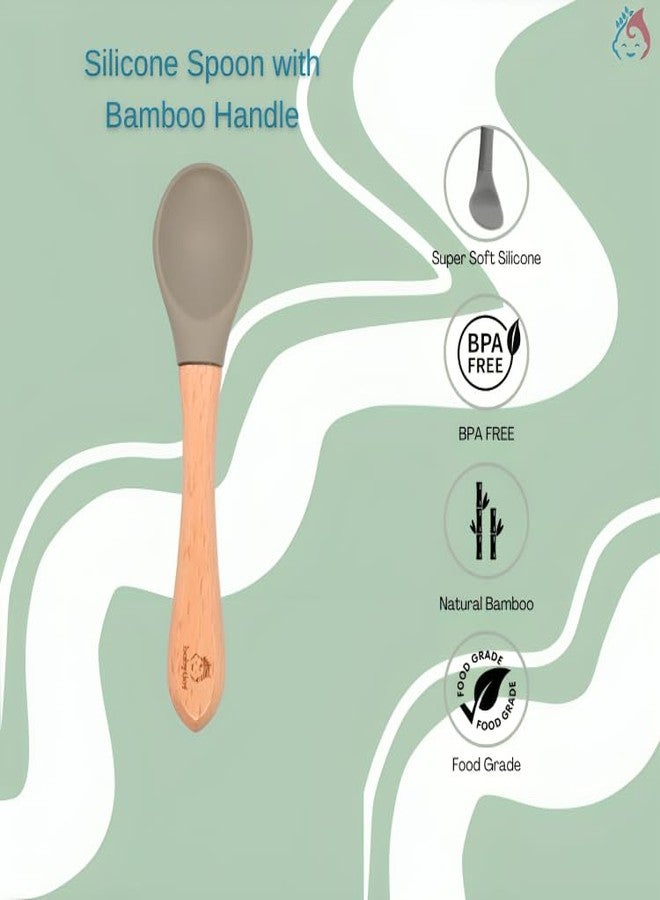 Babylief™ Animal-Shaped Bamboo Plates and Silicone Spoons Combo, Kids Dining Set with Bunny, Koala, Elephant, Paw Design (Animal Print (Koala)) - Image 5